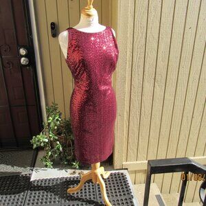 #766  NEW WOMAN'S RED SEQUIN DRESS BY RALPH LAUREN  (SIZE 14)